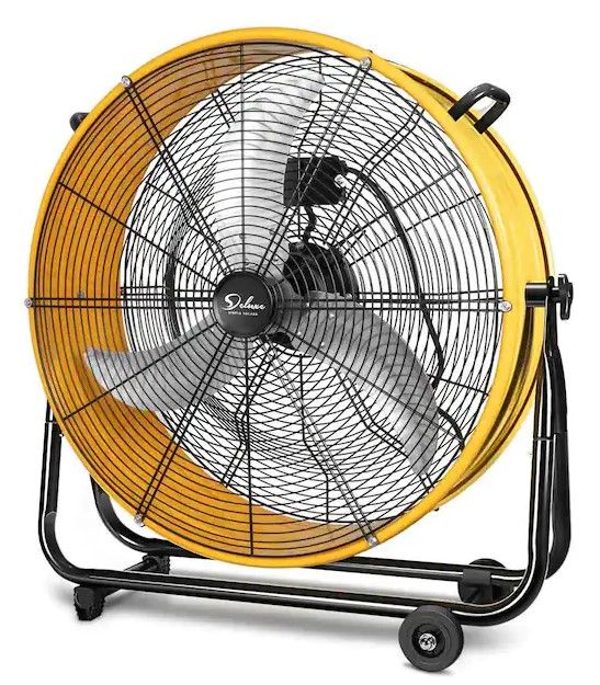 Photo 1 of 30 in. 3 Speed Yellow Heavy Duty Metal Industrial Drum Fan, Air Circulation for Warehouse, Greenhouse, Workshop, Patio
