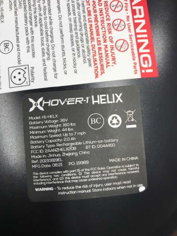 Photo 6 of ***FACTORY SEALED TESTED WORKING*** Hover-1 Helix Electric Hoverboard | 7MPH Top Speed, 4 Mile Range, 6HR Full-Charge, Built-in Bluetooth Speaker, Rider Modes: Beginner to Expert Hoverboard Black