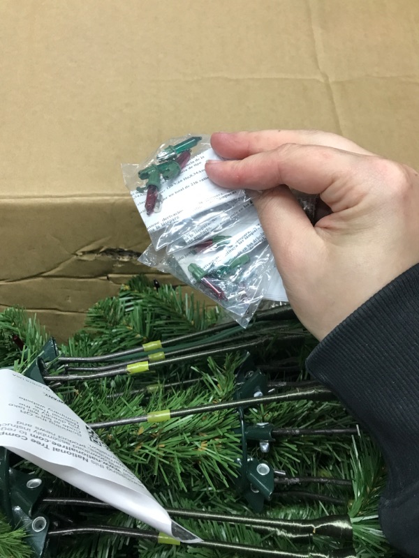 Photo 4 of ***LIGHTS NOT WORKING, MAY NEED REPLACEMENT BULB*** National Tree Company Pre-Lit Artificial Slim Christmas Tree, Green, North Valley Spruce, Multicolor Lights, Includes Stand, 7.5 Feet 7.5 ft