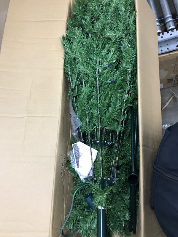 Photo 2 of ***LIGHTS NOT WORKING, MAY NEED REPLACEMENT BULB*** National Tree Company Pre-Lit Artificial Slim Christmas Tree, Green, North Valley Spruce, Multicolor Lights, Includes Stand, 7.5 Feet 7.5 ft