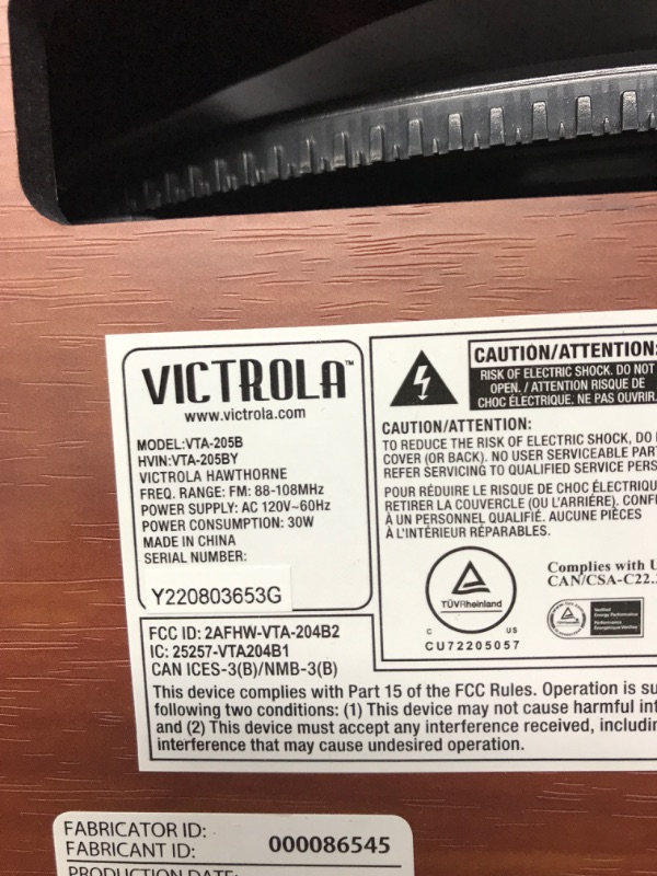 Photo 4 of ***TESTED WORKING SEE NOTES*** Victrola Nostalgic 6-in-1 Bluetooth Record Player & Multimedia Center with Built-in Speakers - 3-Speed Turntable, CD & Cassette Player, FM Radio | Wireless Music Streaming | Mahogany Mahogany Entertainment Center