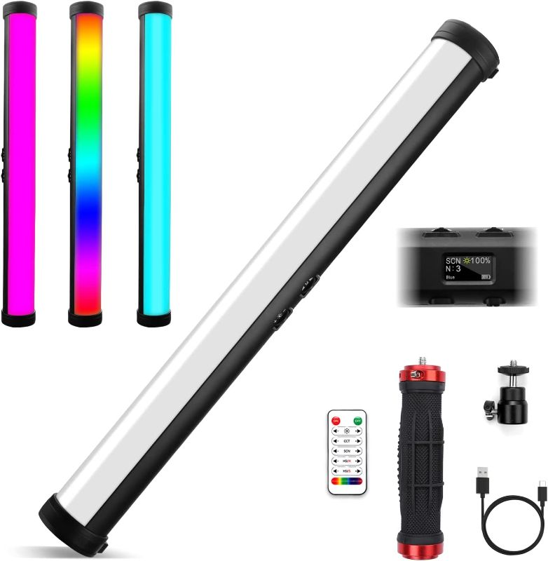 Photo 1 of RGB Led Video Light Stick Wand, Obeamiu 2600-9600K Portable Studio Photography Lighting, 5000mAh Rechargeable Battery, 21 Lights Effects for YouTube, Painting, Vlog, Live Streaming, Self Broadcasting
