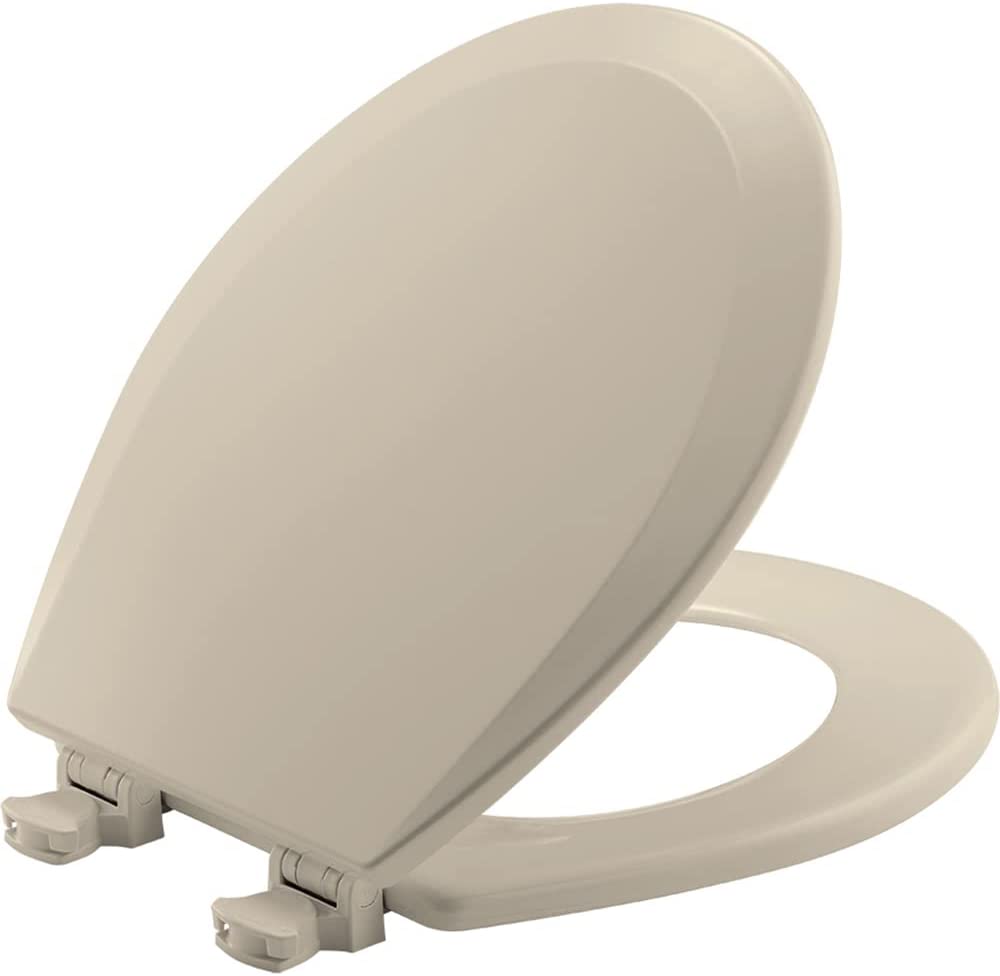 Photo 1 of Bemis 500EC 146 Toilet Seat with Easy Clean & Change Hinges, Round, Durable Enameled Wood, Almond
