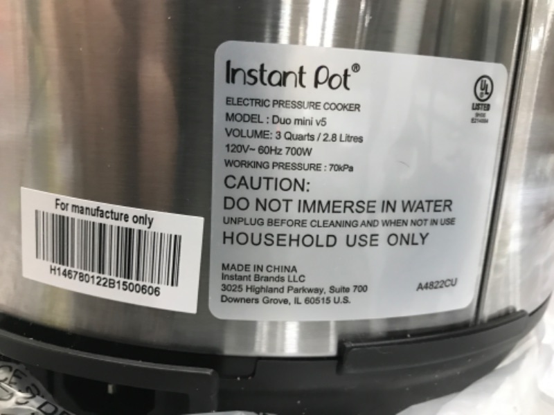 Photo 2 of **SEE NOTES**
Instant Pot Duo Mini 3-Quart Multi-Use Pressure Cooker