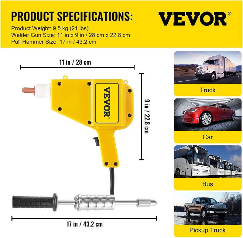 Photo 9 of Mophorn Stud Welder Kit, 4550 Stud Welder Dent Repair Kit, 800 VA Spot Welder Stud, 110V Welder Stud Kit, Stud Gun Dent Puller Kit with Complete Accessories, Dent Welder Repair for Auto Body Repairing