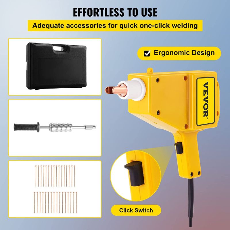 Photo 8 of Mophorn Stud Welder Kit, 4550 Stud Welder Dent Repair Kit, 800 VA Spot Welder Stud, 110V Welder Stud Kit, Stud Gun Dent Puller Kit with Complete Accessories, Dent Welder Repair for Auto Body Repairing