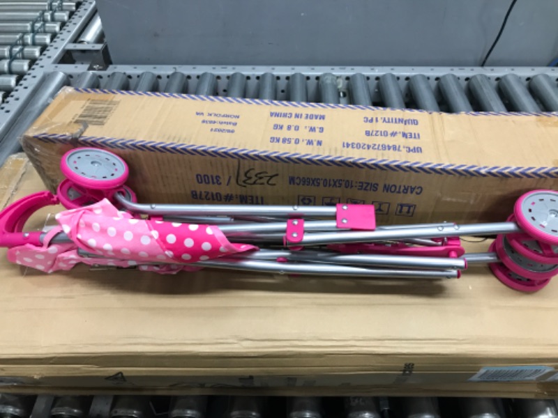 Photo 1 of Click N' Play Precious Toys Pink and White Polka Dots Foldable Doll Stroller (with Swivel Wheels)