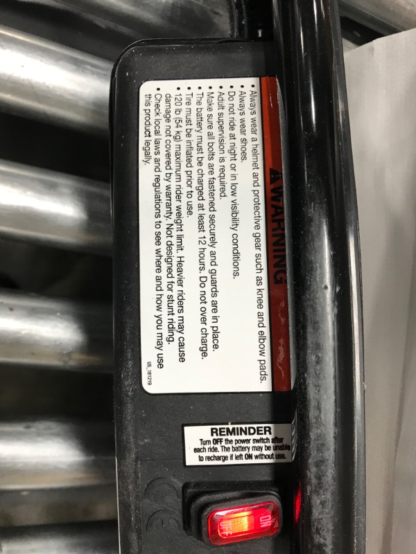 Photo 1 of Razor E100 Electric Scooter for Kids Ages 8+ - 8" Pneumatic Front Tire, Hand-Operated Front Brake, Up to 10 mph and 40 min of Ride Time, For Riders up to 120 lbs
