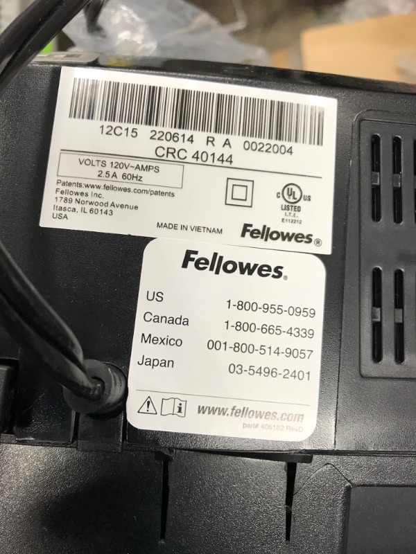 Photo 4 of Fellowes 12C15 12 Sheet Cross-Cut Paper Shredder for Home and Office with Safety Lock 12 Sheet Paper Shredder