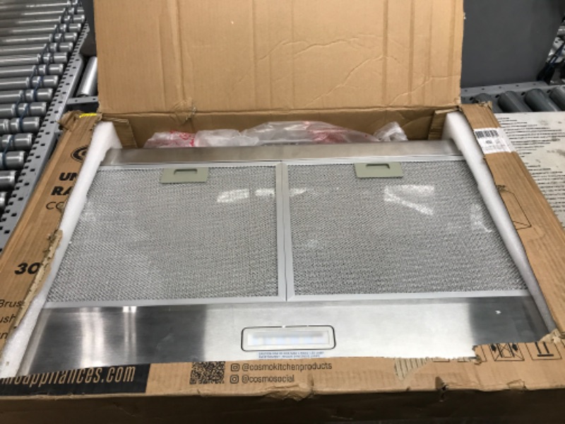 Photo 2 of *USED*COSMO COS-5MU30 30 in. Under Cabinet Range Hood Ductless Convertible Duct, Slim Kitchen Stove Vent with, 3 Speed Exhaust Fan, Reusable Filter and LED Lights in Stainless Steel, 30 inch