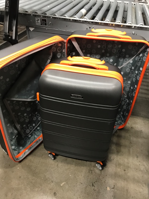 Photo 3 of *Minor Cosmetic Damage-See last Photos* Rockland Melbourne Hardside Expandable Spinner Wheel Luggage, Charcoal, 3-Piece Set (20/24/28) 3-Piece Set (20/24/28) Charcoal