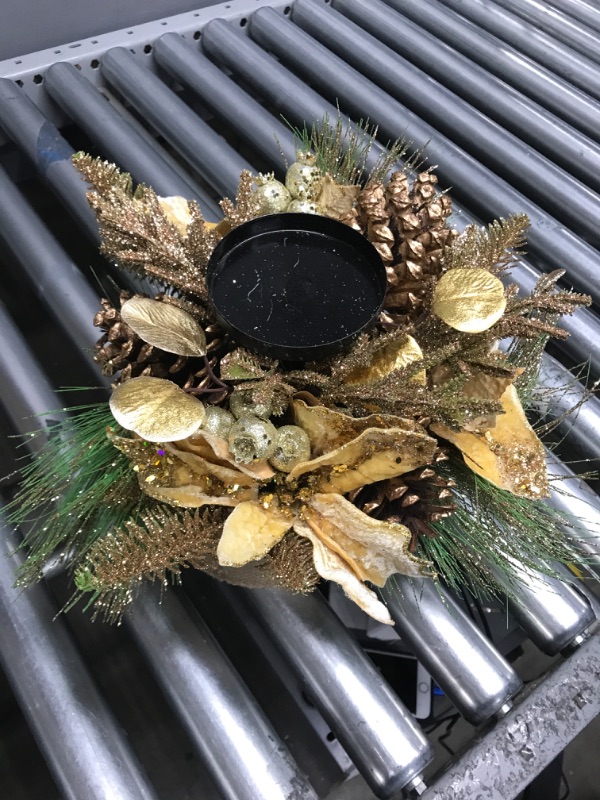 Photo 3 of *Minor Damage/See Last Photo* TWINCODECOR Christmas Décor Candle Holder – Xmas Themed Candle Holder Pine Cones and Red Berry Table Centerpiece with 1 Candle Holders for Festival Home Decoration 15" x 15" x 10"(Exclude Candles)