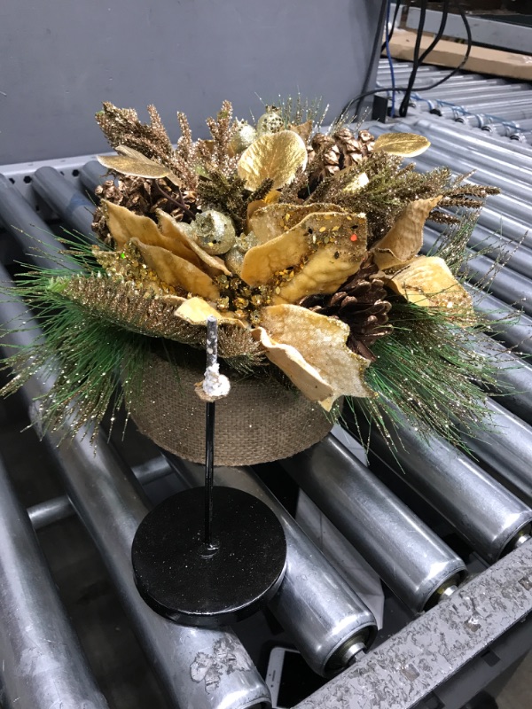 Photo 2 of *Minor Damage/See Last Photo* TWINCODECOR Christmas Décor Candle Holder – Xmas Themed Candle Holder Pine Cones and Red Berry Table Centerpiece with 1 Candle Holders for Festival Home Decoration 15" x 15" x 10"(Exclude Candles)