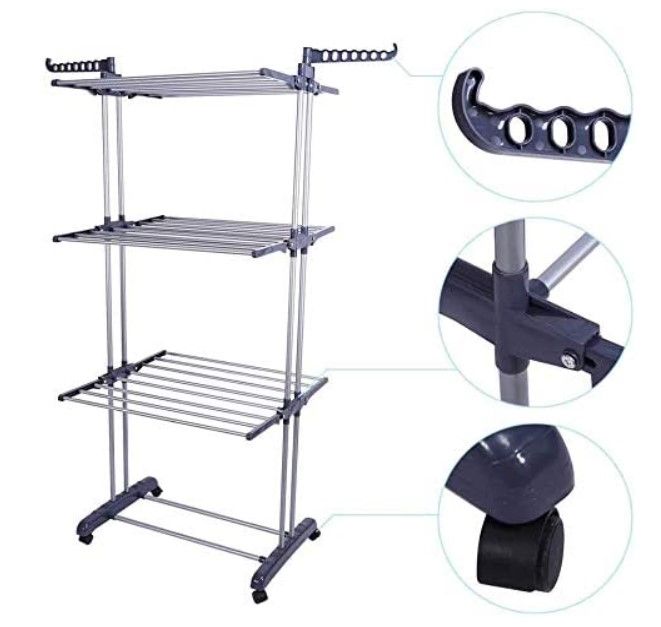 Photo 1 of *Missing Drying Racks* HYGRAD® Clothes Drying Rack 3 Tier Clothes Dryer Stand Foldable Laundry Clothes Rack Organiser UK (White)
