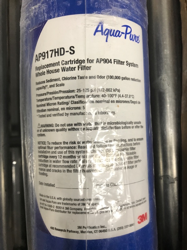 Photo 3 of 3M Aqua-Pure AP917HD-S Whole House Water Filter Cartridge Sanitary Quick-Change for AP904 Systems
