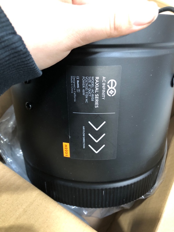 Photo 1 of AC Infinity RAXIAL S8, Inline Booster Duct Fan 8” with Speed Controller - Low Noise Inline HVAC Blower Can Fan for Basements, Bathrooms, Kitchens, Workshops