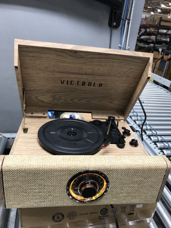 Photo 2 of Victrola's 4-in-1 Highland Bluetooth Record Player with 3-Speed Turntable with FM Radio (VTA-330B-FOT)