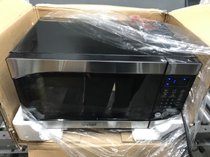 Photo 2 of (PARTS ONLY)Commercial Chef CHM009 Countertop Microwave Oven 900 Watt, 0.9 Cubic Feet, Stainless Steel Front, Black Cabinet, Small, Trim Stainless Steel 0.9 Cubic Feet