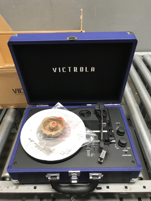 Photo 2 of Victrola Vintage 3-Speed Bluetooth Portable Suitcase Record Player with Built-in Speakers | Upgraded Turntable Audio Sound| Includes