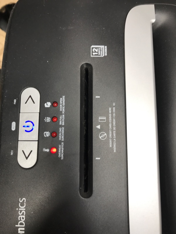 Photo 1 of Amazon Basics 12 Sheet Micro-Cut Paper,Credit card and CD Shredder for Office/Home (Renewed)