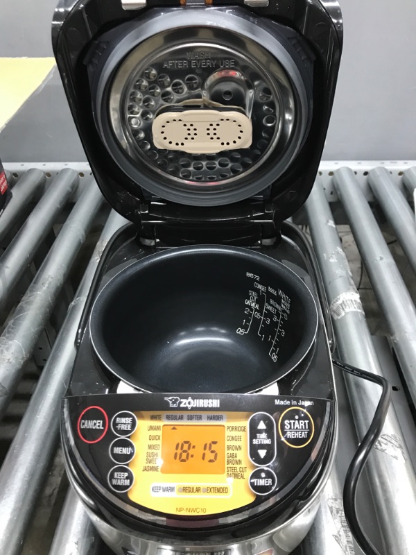 Photo 2 of *** USED ***Zojirushi NP-NWC10XB Pressure Induction Heating Rice Cooker & Warmer, 5.5 Cup, Stainless Black, Made in Japan