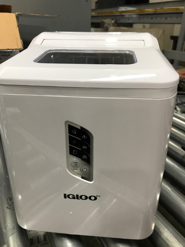 Photo 2 of *** USED ***Igloo Automatic Ice Maker, Self- Cleaning, Countertop Size, 26 Pounds in 24 Hours, 9 Large or Small Ice Cubes in 7 Minutes, LED Control Panel, Scoop Included, Perfect for Water Bottles, Mixed Drinks White