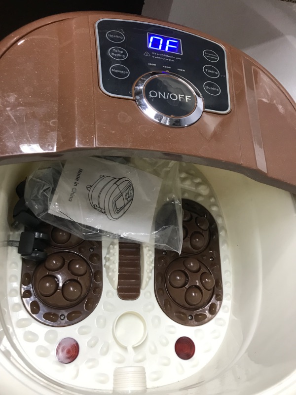 Photo 3 of ****TESTED*** POWERS ON** Foot Spa Bath Massager with Heat,16 Pedicure Spa Motorized Shiatsu Roller Massage Feet, Frequency Conversion, O2 Bubbles, Adjustable Time & Temperature,LED Display Brown