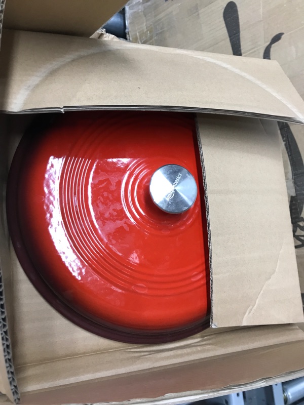 Photo 3 of Amazon Basics Enameled Cast Iron Covered Dutch Oven, 7.3-Quart, Red Red 7.3-Quart Oven