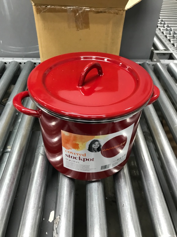 Photo 4 of *DAMAGE* Rachael Ray Create Delicious Stock Pot/Stockpot with Lid - 12 Quart, Red 12 Quart Pot/Stockpot Red Shimmer