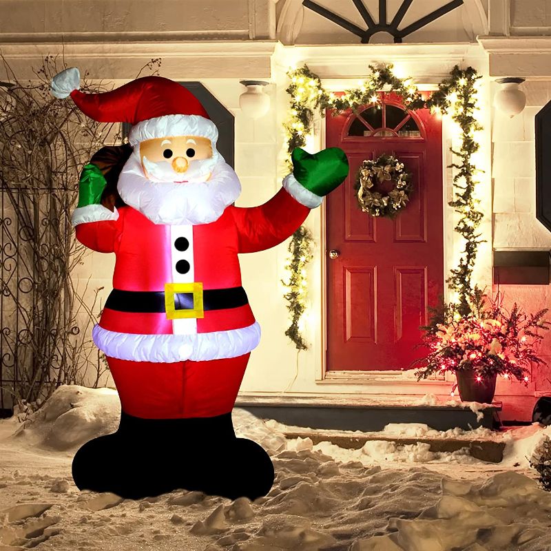 Photo 1 of 6FT Long Christmas Inflatables Outdoor Decorations, Inflatable Santa Claus