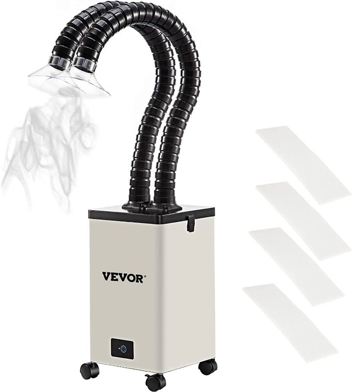 Photo 1 of VEVOR Solder Fume Extractor, 150W 165 CFM Smoke Absorber, 3-Stage Filters 3 Speed with Two Hoses for Soldering, Laser Engraving and DIY Welding