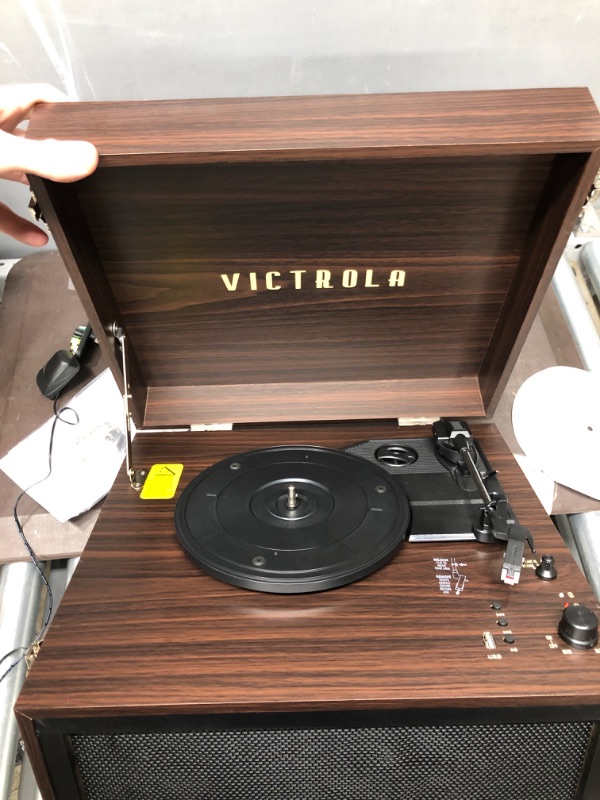 Photo 3 of Victrola VTA-75-ESP Liberty 5-in-1 Turntable Music EntertainmentCenter with Bluetooth Wireless FM Radio USB Recorder Wood (Espresso)