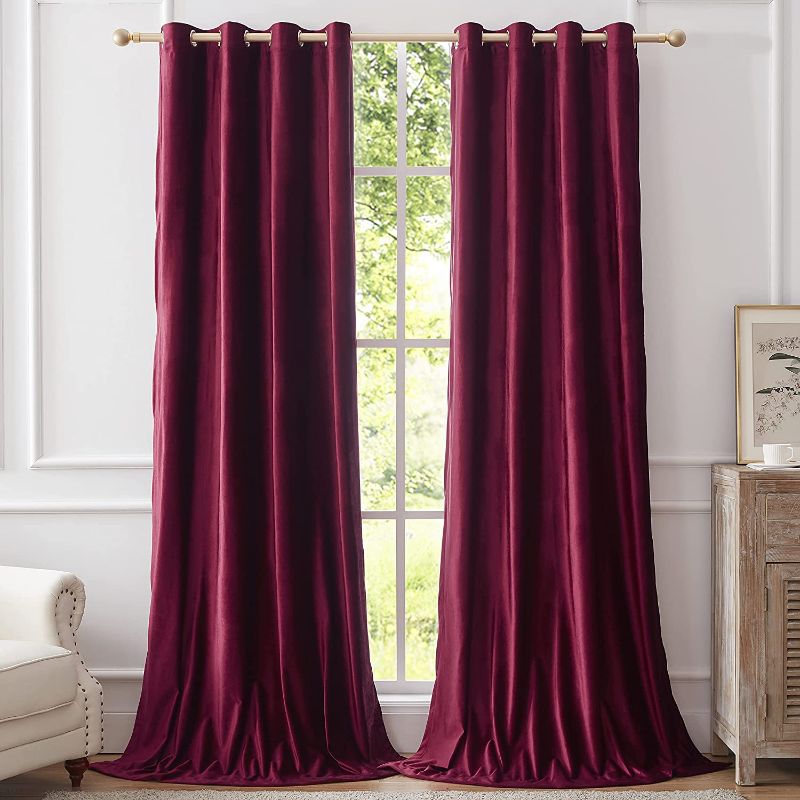 Photo 1 of **SEE NOTES**Burgundy/Red Velvet Blackout Curtains 52x108 inch Length - 2 Panels