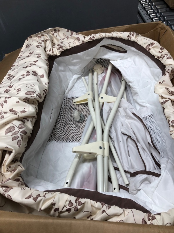 Photo 2 of Delta Children Deluxe Sweet Beginnings Bedside Bassinet - Portable Crib with Lights and Sounds, Falling Leaves Falling Leaves Bassinet