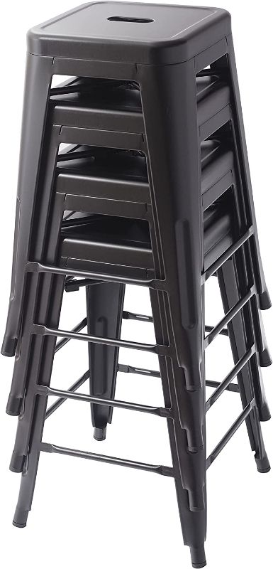 Photo 1 of Amazon Basics Metal Bar Stools - 24-Inch, Set of 4, Black
