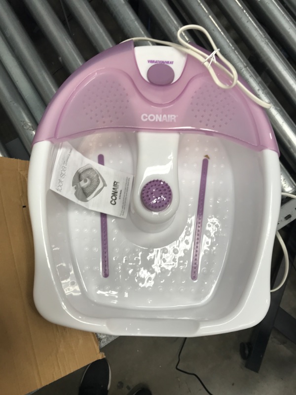 Photo 2 of Conair Soothing Pedicure Foot Spa Bath with Soothing Vibration Massage, Deep Basin Relaxing Foot Massager with Jets, Pink/White Lavender