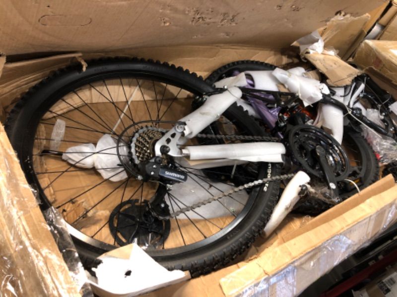 Photo 2 of **major damage to rims and frame**(*(
Mongoose Maxim Girls Mountain Bike, 24-Inch Wheels, Aluminum Frame, 21-Speed Drivetrain, Lavender