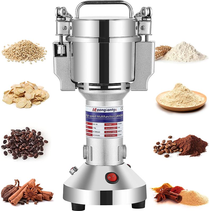Photo 1 of **parts-only, non-functional**
Moongiantgo Electric Grain Mill Grinder 150g Commercial Spice Grinder 850W Superfine Powder Grinding Machine Stainless Steel Pulverizer Dry Grinder (150g Upright, 110V)
