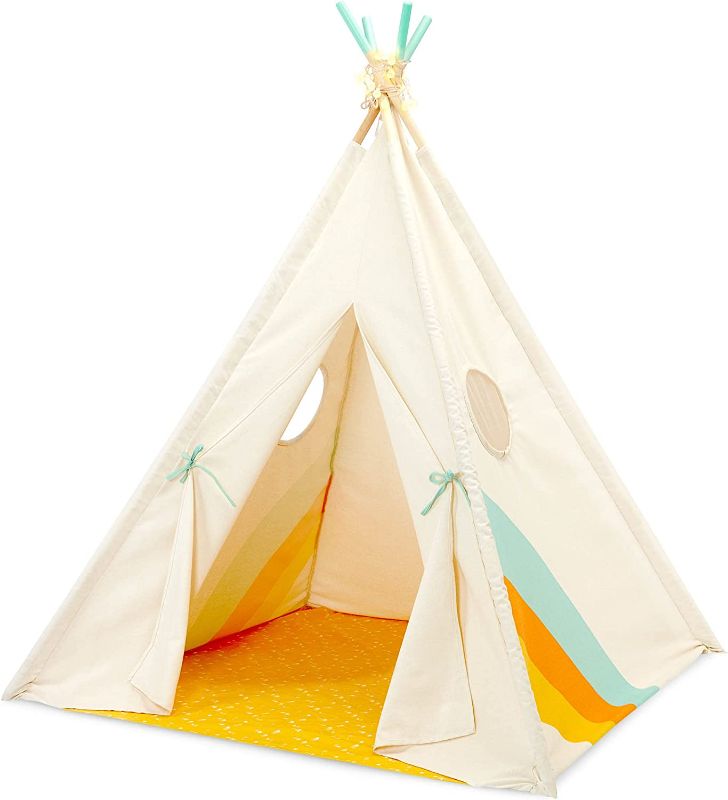Photo 1 of B. Toys – Kids’ Play Tent – Indoor Play Tent – String Lights & Sun Pillow – Cotton Canvas Tent for Reading, Games – B. spaces – Happy Hideaway – 3 Years +
