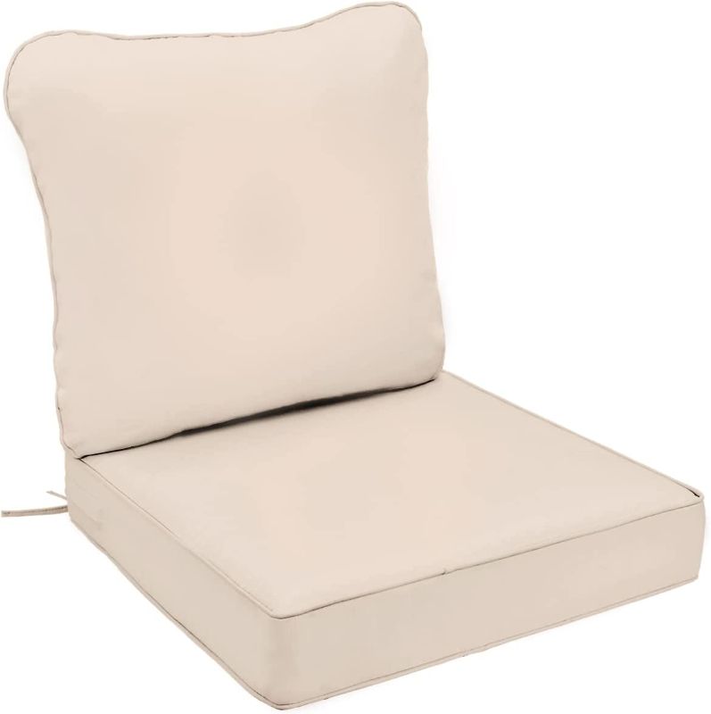 Photo 1 of AAAAAcessories Outdoor Deep Seat Cushions for Patio Furniture, Water-Resistant Replacement Patio Chair Cushions 24 x 24 x 5 inch, Light Beige
