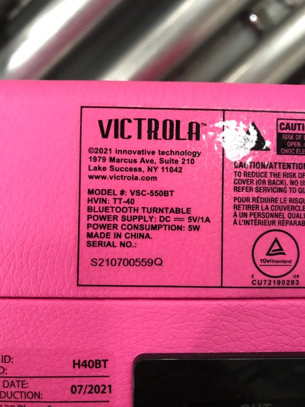 Photo 3 of Victrola Vintage 3-Speed Bluetooth Portable Suitcase Record Player with Built-in Speakers | Upgraded Turntable Audio Sound | Pink, 1SFA (VSC-550BT-PNK)