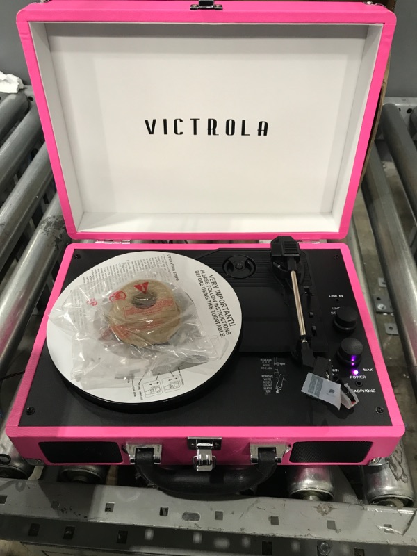 Photo 2 of Victrola Vintage 3-Speed Bluetooth Portable Suitcase Record Player with Built-in Speakers | Upgraded Turntable Audio Sound | Pink, 1SFA (VSC-550BT-PNK)