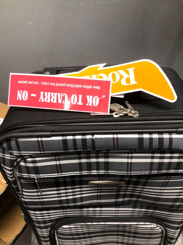 Photo 4 of *USED*Rockland Fashion Softside Upright Luggage Set, Black Plaid, 2-Piece (14/19) 2-Piece Set (14/19) Black Plaid Standard Packaging