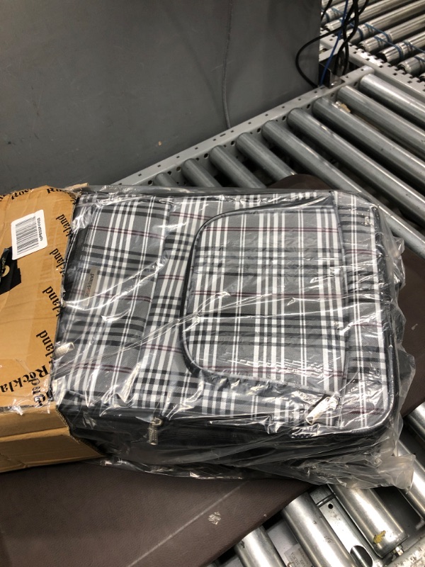 Photo 2 of *USED*Rockland Fashion Softside Upright Luggage Set, Black Plaid, 2-Piece (14/19) 2-Piece Set (14/19) Black Plaid Standard Packaging