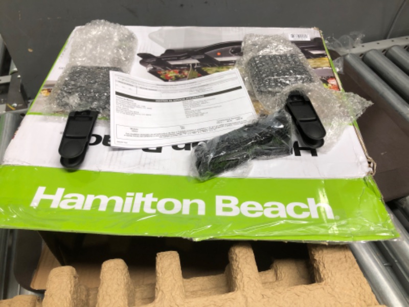 Photo 3 of *USED*Hamilton Beach Electric Indoor Raclette Table Grill, 200 sq. in. Nonstick Griddle Serves up to 8 People for Parties and Family Fun, Includes 8 Warming Trays, Black (31612-MX)