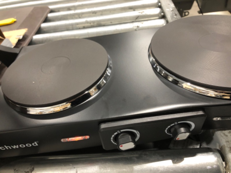 Photo 5 of *USED*Techwood 1800W Hot Plate Portable Electric Stove Countertop Double Burner with Adjustable Temperature & Stay Cool Handles, 7.5” Cooktop for RV/Home/Camp, Compatible for All Cookwares Stainless Steel Double Hot Plate