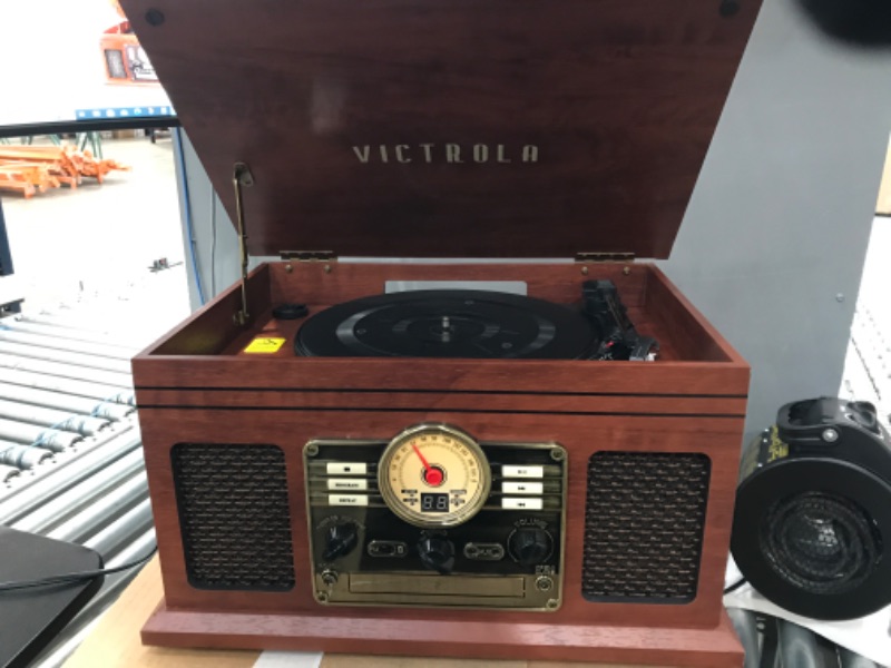 Photo 2 of (PARTS ONLY)Victrola 8-in-1 Bluetooth Record Player & Multimedia Center, Built-in Stereo Speakers - Turntable, Wireless Music Streaming, Real Wood | Mahogany
