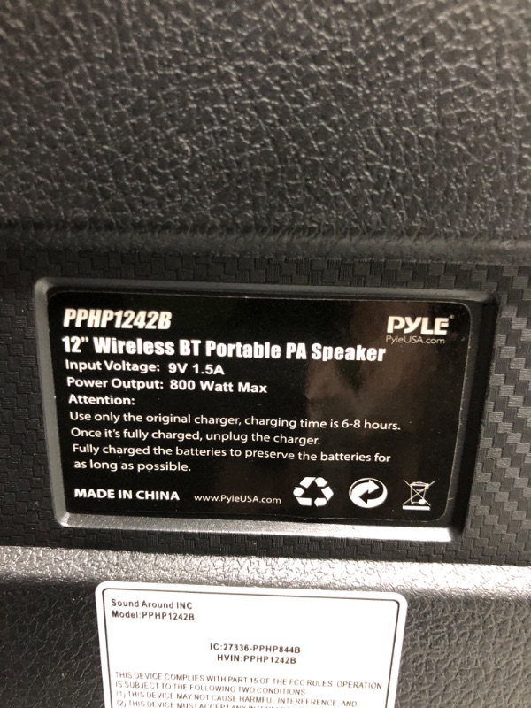 Photo 4 of Portable Bluetooth PA Speaker System - 800W Rechargeable Outdoor Bluetooth Speaker Portable PA System, Pyle PPHP1242B & Pro Includes 15ft XLR Cable to 1/4''Audio Connection, Connector, Black (PDMIC58) 12 in Speaker System + 15ft XLR Cable