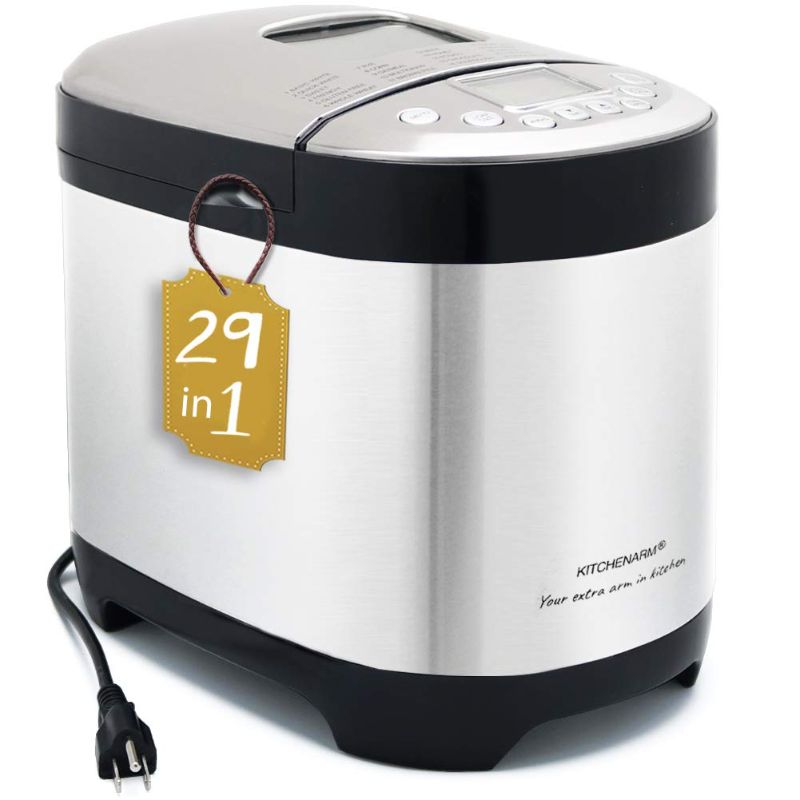 Photo 1 of *MAJOR DAMAGE* KITCHENARM 29-in-1 SMART Bread Machine with Gluten Free Setting 2LB 1.5LB 1LB Bread Maker Machine with Homemade Cycle - Stainless Steel Breadmaker with Recipes Whole Wheat Bread Making Machine 29 Programs - 3 Loaf Sizes - 3 Crust Colors Sta