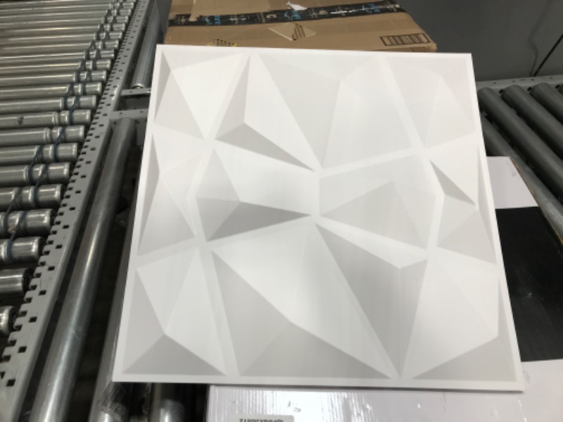 Photo 1 of Art3d Textures 3D Wall Panels White Diamond Design Pack of 12 Tiles 32 Sq Ft (PVC) Matt White